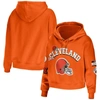 WEAR BY ERIN ANDREWS WEAR BY ERIN ANDREWS ORANGE CLEVELAND BROWNS PLUS SIZE MODEST CROPPED PULLOVER HOODIE