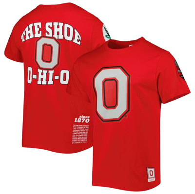 Mitchell & Ness Men's  Scarlet Ohio State Buckeyes Team Origins T-shirt