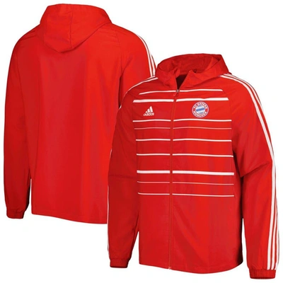 Adidas Originals Adidas Red Bayern Munich Dna Raglan Full-zip Hoodie Windbreaker Jacket