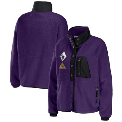 Wear By Erin Andrews Purple Baltimore Ravens Polar Fleece Raglan Full-snap Jacket