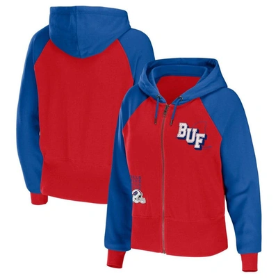 Wear By Erin Andrews Red Buffalo Bills Colorblock Full-zip Hoodie