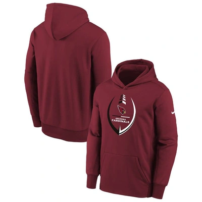 Nike Kids' Youth  Cardinal Arizona Cardinals Icon Performance Pullover Hoodie