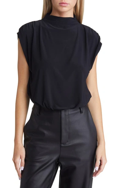 Open Edit Knit Blouson Crop Top In Black