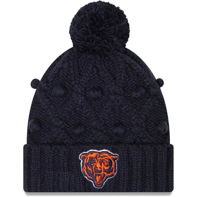 New Era Kids' Girls Youth  Navy Chicago Bears Toasty Cuffed Knit Hat With Pom