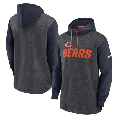 NIKE NIKE HEATHERED CHARCOAL/NAVY CHICAGO BEARS SURREY LEGACY PULLOVER HOODIE