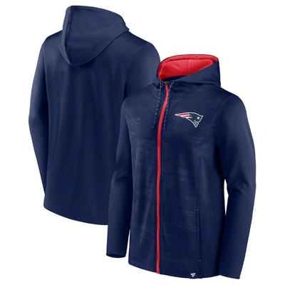 Fanatics Branded Navy/red New England Patriots Ball Carrier Full-zip Hoodie In Navy,red