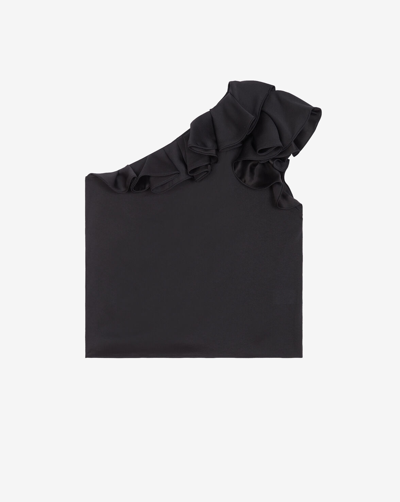 Iro Lili Asymmetrical Top With Ruffles In Black