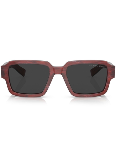 Prada Logo Square-frame Sunglasses In Rot