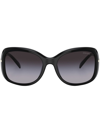 Prada Logo-arm Detail Sunglasses In Schwarz