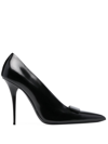 Saint Laurent Pointed-toe Polished-finish Pumps In Black
