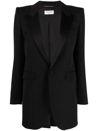 Saint Laurent Blazer Mit Steigendem Revers In Black