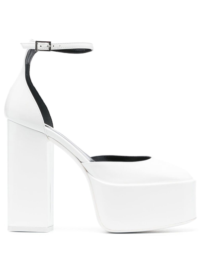 Paris Texas White Jane 130 Leather Platform Pumps