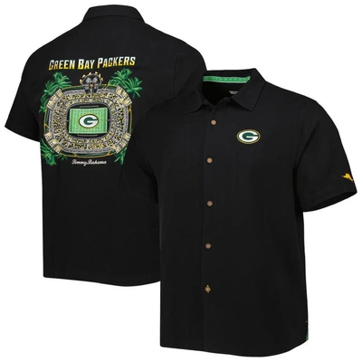 TOMMY BAHAMA TOMMY BAHAMA BLACK GREEN BAY PACKERS TOP OF YOUR GAME CAMP BUTTON-UP SHIRT