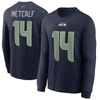 Nike Men's Dk Metcalf Navy Seattle Seahawks Player Name Number Long Sleeve T-shirt In Navy