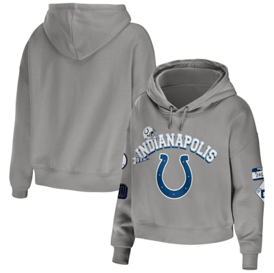 Wear By Erin Andrews Grey Indianapolis Colts Modest Cropped Pullover Hoodie