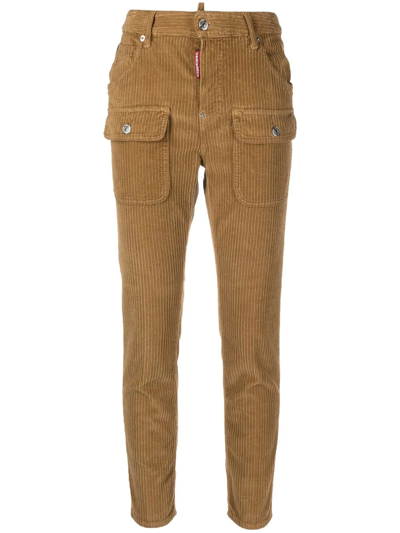 Dsquared2 Corduroy Slim-fit Trousers In Brown