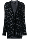 Emporio Armani Monogram V-neck Cardigan In Black