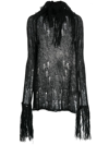 Gcds Fringed Open-knit Jumper In Black
