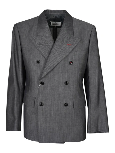 Maison Margiela Double Breasted Tailored Blazer In Grey