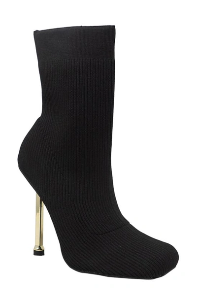 Chase & Chloe Knit Stiletto Bootie In Black