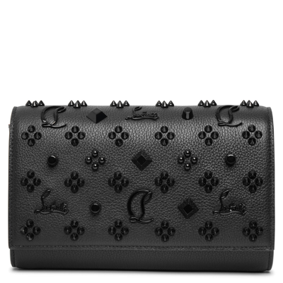 Christian Louboutin Paloma Black Leather Clutch In Black Silver