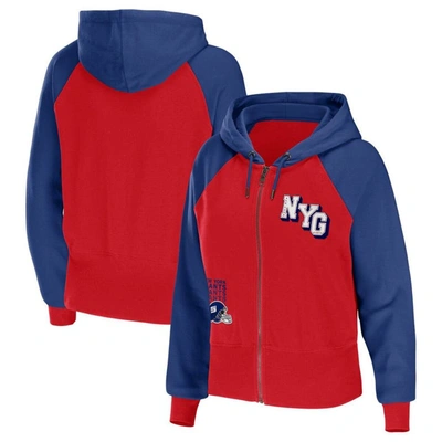 Wear By Erin Andrews Red New York Giants Colorblock Full-zip Hoodie