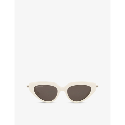 Balenciaga Womens White Bb0159s Cat's Eye-frame Acetate Sunglasses