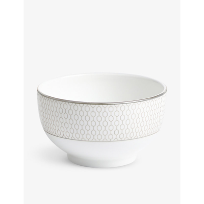 Wedgwood Gio Platinum Metallic Geometric-pattern Bone-china Bowl 11cm In White