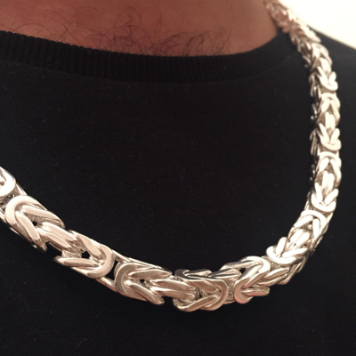 Pre-owned Handmade 925 Sterling Silver Mens Box Byzantine King Chain Necklace 8mm 24inch 221gr