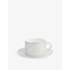 Wedgwood Gio Platinum Metallic Geometric-pattern Bone-china Teacup And Saucer