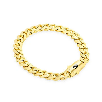 Pre-owned Nuragold 14k Yellow Gold Royal Monaco Miami Cuban Link 7.5mm Chain Bracelet Box Clasp 8"