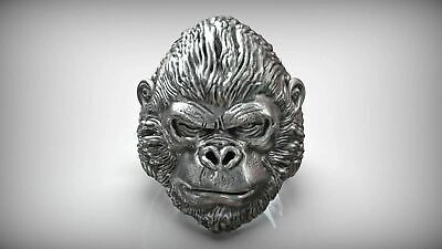 Pre-owned Liberty Gorilla Ring Silver Gold Sculpture Animal Design Jungle Unisex Man Woman