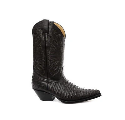 Pre-owned Grinders Carolina Black Croc Mens Western Cowboy Boots