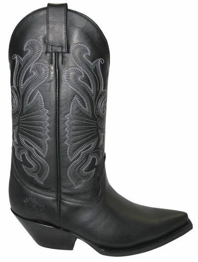 Pre-owned Grinders Mens  Buffalo Black Leather Slip On Western Cowboy Boots