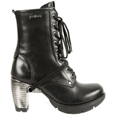 Pre-owned Rock Tr001-s1 Ladies Leather Boots Trail Black Gothic Punk  Lace Boots