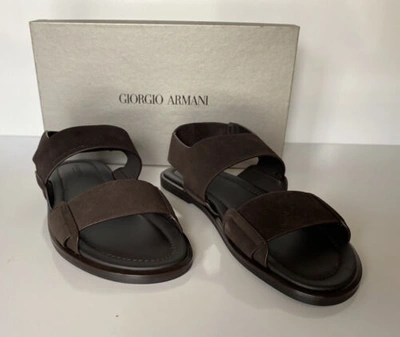 Pre-owned Giorgio Armani $625  Brown Suede/leather Ankle Strap Sandals 10.5 Us X2p064
