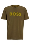 Hugo Boss Cotton-jersey T-shirt With Rubber-print Logo In Dark Green