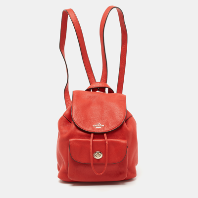 Pre-owned Coach Red Leather Mini Billie Backpack
