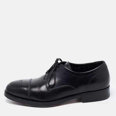 Pre-owned Salvatore Ferragamo Black Leather Oxfords Size 39