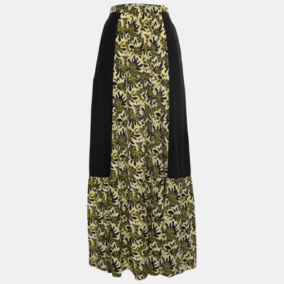 Pre-owned Etro Black Floral Print Silk Maxi Skirt S