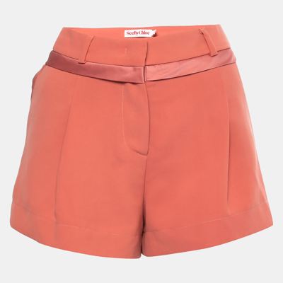 Pre-owned See By Chloé Pink Crepe Satin Trim Shorts S