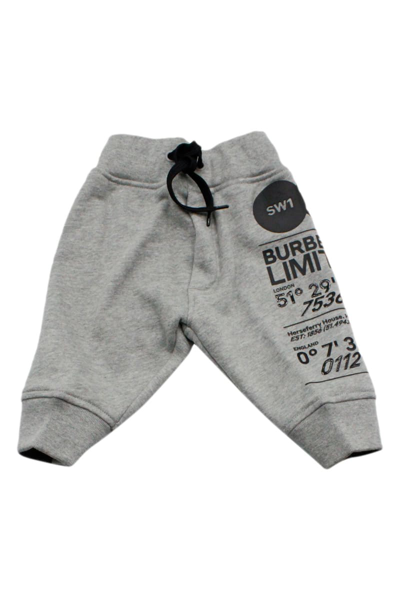 Burberry Kids' Terry-effect Cotton Joggers With Drawstring At The Waist In Grey