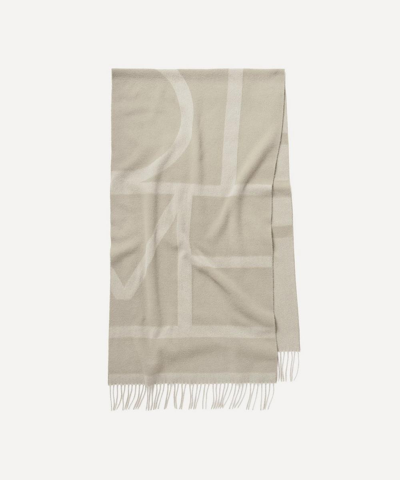 Totême Monogram Jacquard Wool Scarf In Cream