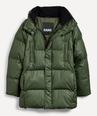Rains Boxy Puffer Jacket In Evergreen