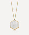 ASTLEY CLARKE 18CT GOLD PLATED VERMEIL SILVER LARGE DECO MOTHER OF PEARL SLICE LOCKET NECKLACE