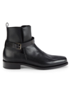 COSTUME NATIONAL MEN'S BUCKLE LEATHER ANKLE BOOTS