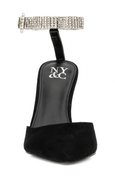 New York And Company Mallory Embellished Ankle Strap Pump In Black