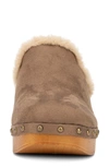 New York And Company Wynna Studded Faux Fur Lined Clog In Taupe