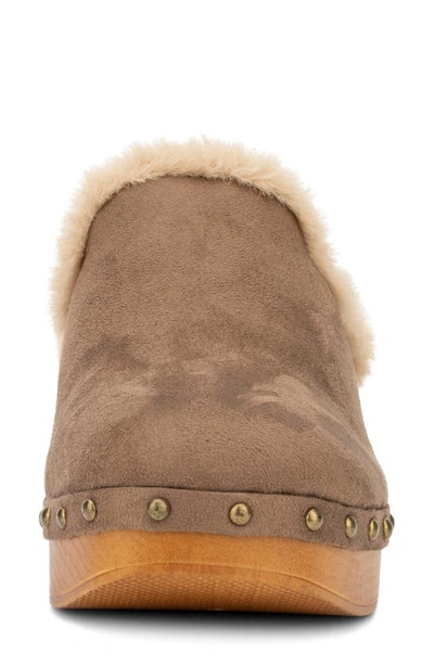 New York And Company Wynna Studded Faux Fur Lined Clog In Taupe