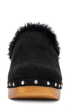 New York And Company Wynna Studded Faux Fur Lined Clog In Black